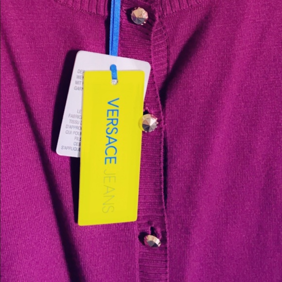 NWT Versace Jeans Purple/Magenta/Gold Cardigan - Picture 9 of 11
